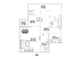1 Bedroom + Drawing + Dining + Kitchen