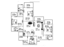 3 bhk + Study Room + Drawing + Dining + Kitchen + 2 Toilets + Store + Powder Room + Balconies + Foyer 