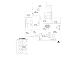 2 BHK + Drawing + Dining + Kitchen + 2 Toilets + Balconies 