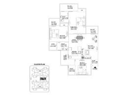 2 BHK + Drawing + Dining + Kitchen + 2 Toilets + Store + Balconies 