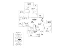 3 bhk + Drawing + Dining + Kitchen + 3 Toilets + Store + Balconies + Foyer 