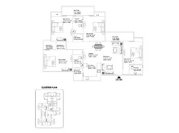 3 bhk + Study Room + Drawing + Dining + Kitchen + 2 Toilets + Store + Powder Room + Balconies + Foyer 