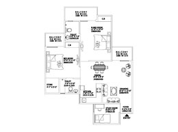 2 Bedrooms + Drawing + Dining + Kitchen + 2 Toilets + Balconies 