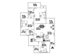 2 Bedrooms + Drawing + Dining + Kitchen + 2 Toilets + Store + Balconies 